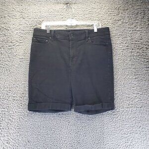 Talbots Shorts Women Size 12 Black Girlfriend Stretch Denim Cuffed